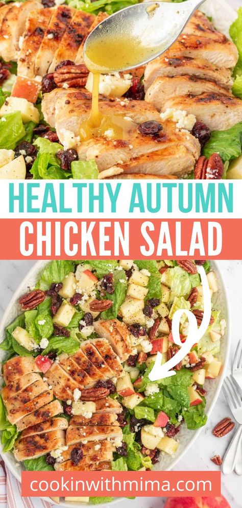 Apple Salad Dressing, Lunch Recipies, Autumn Chicken, Apple Cranberry Salad, Healthy Autumn, Chopped Chicken Salad, Maple Dressing, Lettuce Salad Recipes, Lettuce Recipes