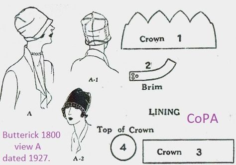 1920s Hats Women, 1920 Hats, 1920s Patterns, Easy Sewing Patterns Free, Cloche Hat Pattern, 1920s Hats, 1920s Hat, 1940s Hats, Sewing Hats