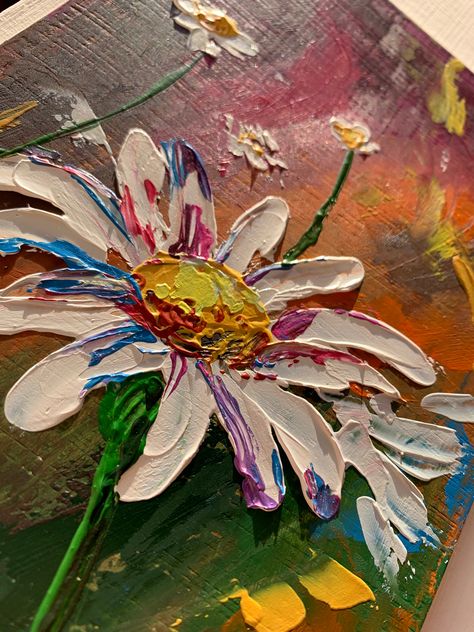 Easy Palette Knife Painting, Cool Acrylic Paintings, Painting With Acrylics For Beginners, Acrylic Paintings Easy, Art Studio Interior Design, Easy Christmas Painting, Diy Canvas Art Ideas, Impasto Flowers, Canvas Art Ideas