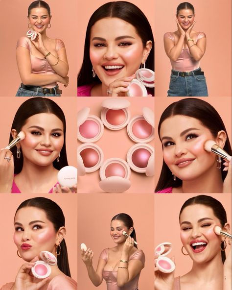 Rare Beauty Photoshoot, Aditi Agarwal, Blush Styles, Rare Beauty Selena Gomez, Selena Gomez Rare Beauty, Makeup Campaign, Advertisement Ideas, Selena Gomez Makeup, Mac Lipstick Shades