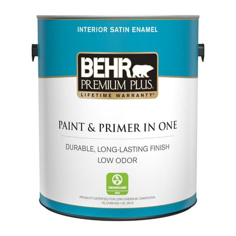 Best Interior Paint Options According to Happy DIYers: Behr Premium Plus Home Depot Paint, Behr Premium Plus, Cabinet Trim, Best Interior Paint, Behr Paint, Flat Interior, Paint Primer, Riesling, Enamel Paint