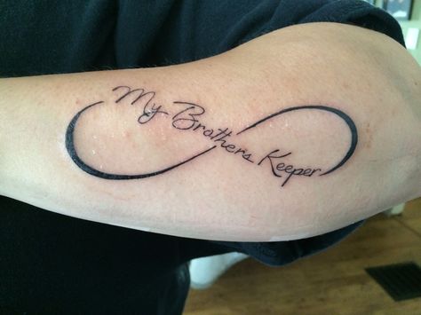 Third tattoo. For my brother/best friend. Tattoo For My Brother, Brother From Another Mother Tattoo, My Brother Keeper Tattoo, Honoring Brother Tattoo, My Brothers Keeper Tattoo Ideas Sisters, My Brother’s Keeper Tattoo, My Brothers Keeper Tattoo Ideas, My Brothers Keeper Tattoo, Dedication Tattoos