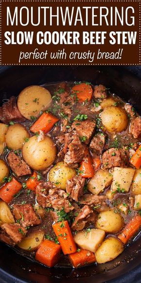 Flavorful Beef Stew, Beef Stew With Beer, Crockpot Beef Stew, Crockpot Recipes Beef Stew, Slow Cooker Dinner Recipes, Beef Soup Recipes, Beef Stew Crockpot, Slow Cooker Beef Stew, Crockpot Recipes Beef