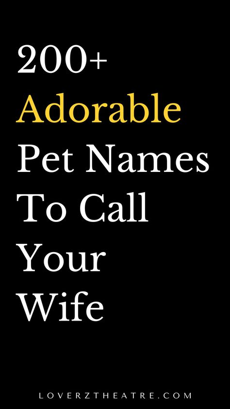 Are you wondering what is the cutest nickname you can call your wife? Want to melt your wife's heart by saying sweet pet names for her? Check out these 200 sweet nicknames for wife that will make her feel loved and cherished. Bless her day with these lovable nicknames for wife. So starting from today, you should pamper your woman with these unique pet names for her and see how your marriage will thrive Pet Names Relationship, Wife Contact Name In Phone, Nickname For Wife In Arabic, Romantic Pet Names, Pet Names For Girlfriend, Romantic Nicknames, Unique Pet Names, Sweet Nicknames, Nicknames For Girlfriends