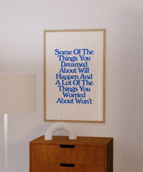 This aesthetic, blue bedroom wall decor features a simple and inspiring quote that brings a smile to your face every day. The perfect companion for a peaceful study area or guest room, our poster is made with the highest image quality and will make an elegant addition to any room. Hang it up in your bedroom, on the wall beside your bed, or use it as a daily inspiration piece.  | CHOOSE FROM MULTIPLE SIZES | - 5x7 inches - 8x10 inches - 11x14 inches - 16x20 inches - 18x24 inches - 24x32 inches - Wall Posters For Room, Day Room Decor, Wall Of Quotes Bedroom, Cute Pictures For Room Decor, Fun Art Decor, Quote Art Print, So Much To Do So Little Time, Wall Print Collage, Wall Decor Simple