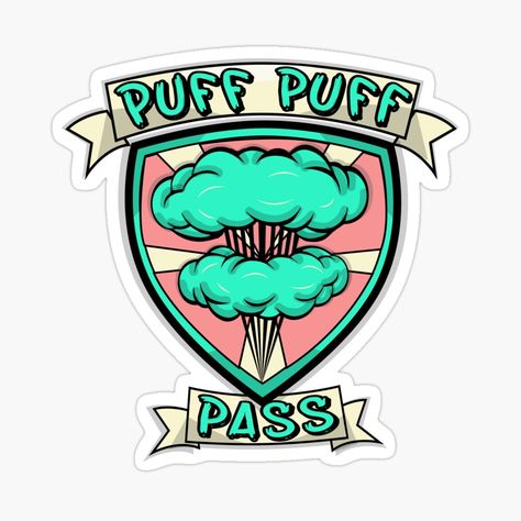 Puff Puff Pass Drawing, Powder Puff Shirts Design, Pink Palm Puff Drawing, Puff Puff Pass, Four Twenty, Trippy Stickers Design, Cloud Stickers, Puff And Pass, Porsche Logo