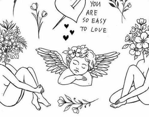 Cherubs Drawing, Cherub Tattoo, Medusa Tattoo Design, Medusa Tattoo, Desenho Tattoo, Easy To Love, Mini Tattoos, Cute Tattoos, Tattoo Design