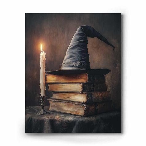 PRICES MAY VARY. Halloween Wall Decor: Transform your space with our captivating Halloween Wall Art. Whether it’s the horror castle in forest or witch hat and candle canvas prints, As Halloween decorations, these Dark Academia wall art posters bring a festive spirit while also becoming a striking focal point in any room. Quality Material: the halloween vintage canvas print are crafted from quality fabric material, lightweight and durable, vivid color, wear and tear resistant, will not fade easil Cornice Tv, Halloween Kunst, Halloween Frames, Retro Kunst, Candle Canvas, Halloween Wall Art, Witchy Decor, Hur Man Målar, Halloween Poster