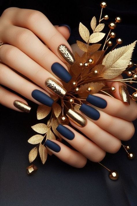 Nails Navy, Classy Acrylic, Kutek Disney, November Nails, Her Nails, Thanksgiving Nails, Short Nail Designs, Accent Nails, Fancy Nails