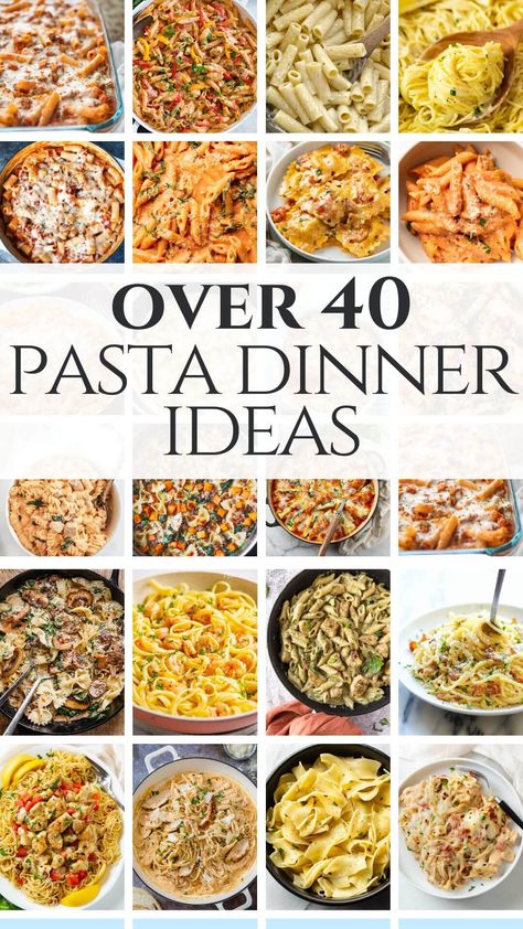 Over 40 easy pasta dinner ideas and recipes that are perfect for busy weeknights or slow weekend evenings. Get these these pasta recipes now. Pasta dinner ideas, pasta dishes, pasta recipes Easy Pasta Dinner Ideas, Dinner Ideas Pasta, Pasta Dinner Ideas, Easy Pasta Dinner Recipes, Quick Pasta Recipes, Easy Pasta Dinner, Quick Pasta, Italian Dinner Recipes, Easy Pasta Dishes