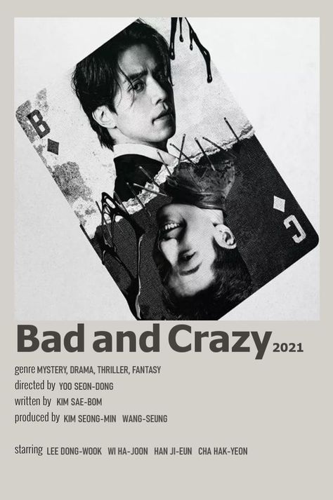 Bad And Crazy Poster, Bad And Crazy, Wi Ha Joon, Kdrama Poster, Minimal Poster, Dong Wook, Poster Minimalist, Lee Dong Wook, Book Show