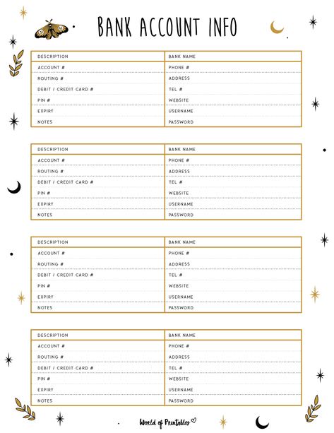 Printable Bank Account Tracker plannernerd #freeweeklyplanner #plannermensal2024. Credit Card Payment Tracker Printable Free, Important Information Printable, Credit Card Tracker Printable Free, Bank Account Tracker, Credit Card Payment Tracker, Budget Binder Free, Financial Binder, Aesthetic Planners, Free Monthly Planner