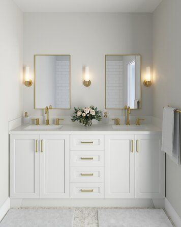 White Double Vanity, Quartz Vanity, Primary Bathroom, Double Vanity Bathroom, White Quartz Countertop, Double Sink Bathroom, Double Sink Bathroom Vanity, White Vanity Bathroom, Double Bathroom