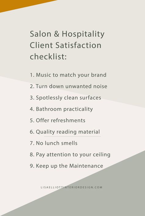 Salon client retention & hospitality client satisfaction & salon client satisfaction - blog and checklist ~ beauty business advice ~ beauty business essentials ~ beauty business goals ~beauty business marketing ~ beauty business owner ~ beauty business setup ~ beauty business tips ~ hairsalon makeover Hair Color Maintenance Schedule, Beauty Salon Checklist, Salon Tips For Clients, Salon Owner Tips Business, Hairsalon Ideas Decor, Customer Service Ideas, Hair Salon Design Ideas, Hair Salon Interior Design Ideas, Hairsalon Ideas