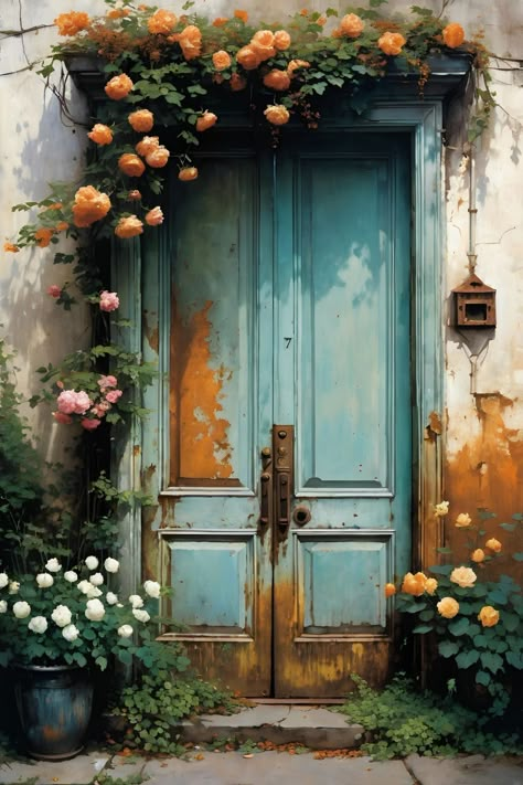 Aesthetic Doors, Doors Vintage, Door Aesthetic, Door Window Treatments, Wedding Entrance Decor, Window Box Flowers, Gorgeous Doors, Cool Doors, Antique Door