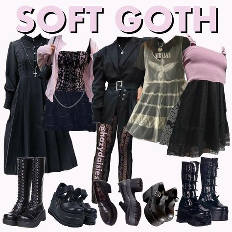 Soft Goth Outfits, Gothic Outfit, Goth Outfit Ideas, Soft Goth, Casual Goth, Rock Outfits, Goth Dress, Mood Board Fashion, Gothic Outfits