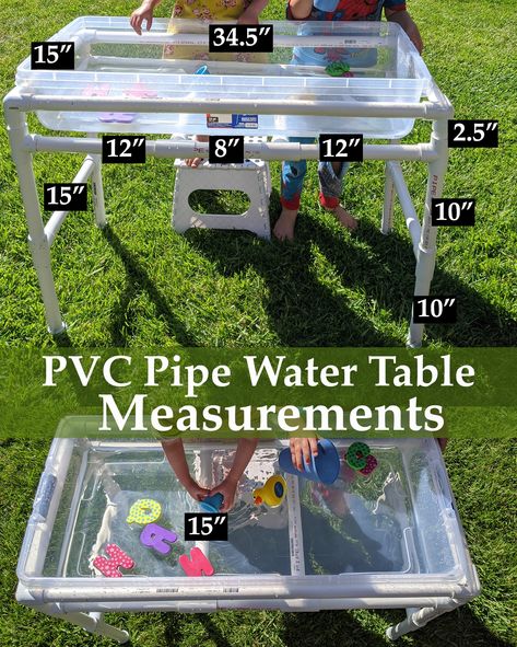 Pvc Pipe Water Play, Pvc Water Table, Water Table Diy, Kid Backyard, Kids Water Table, Diy Lighthouse, Table Measurements, Outdoor Fun For Kids, Pvc Pipe Projects