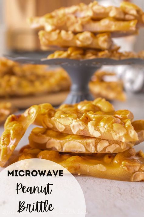 Microwave Peanut Brittle is the easiest peanut brittle to make! All you need is a few basic ingredients and a microwave and you will have the most delicious peanut brittle. Microwave Peanut Brittle, Peanut Brittle Recipe, Brittle Recipes, Peanut Brittle, Trending Recipes, Microwave Recipes, Desserts To Make, Best Dessert Recipes, Favorite Snack