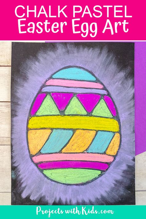 This chalk pastel Easter egg art is a wonderful Easter activity that kids will love to create! Kids will learn about using glue as a resist technique and blending pastels to create a bright and colorful art project. #projectswithkids #kidsart #eastercrafts #chalkpastels Easter Egg Art Projects, Easter Chalkboard Art, Egg Art Projects, Chalkboard Art Ideas, Bunny Art Projects, Easter Art Project, Colorful Art Projects, Easter Chalkboard, Chalk Pastel Art