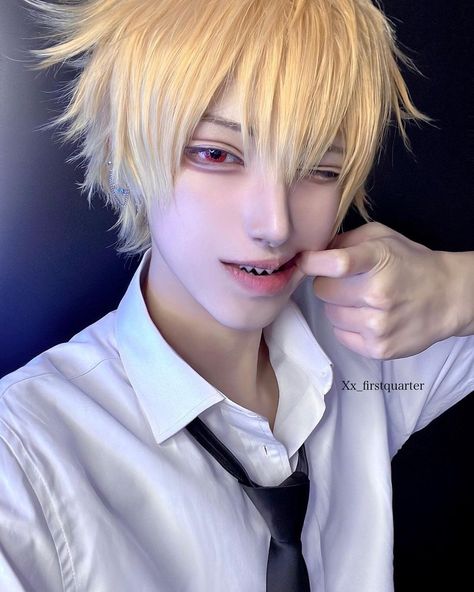 Man Cosplay Makeup, Cosplay Makeup Male, Male Cosplay Makeup, Masc Makeup, Chainsaw Man Cosplay, Cosplay Makeup Tutorial, Makeup Reference, Castlevania Anime, Denji Chainsaw Man