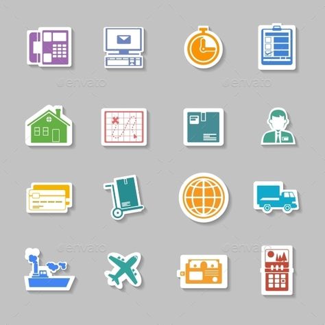 Color Logistic Service Stickers Logistics Stickers, Color Stickers, Design Grafico, Vector Character, Coloring Stickers, Flat Color, Customer Care, Vector Pattern, Logo Icons