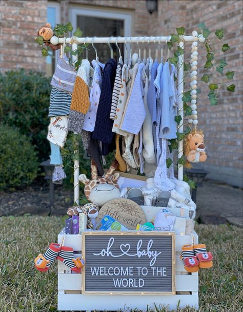 Baby shower gift boy baby Boys Baby Shower Gift Ideas, New Baby Hamper, Creative Baby Shower Gifts For Boys, Baby Girl Crate Gift Ideas, Baby Crate Gift Ideas Boy, Baby Shower Gift For Boys, Gift Basket For Baby Boy, Baby Shower Ideas For Boys Gifts, Baby Shower Boxes Diy