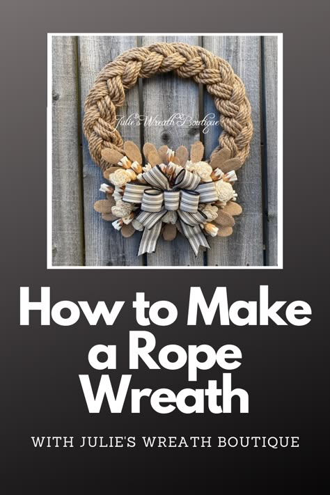 Learn how to make a braided rope wreath with easy step by step tutorials on Julie's YouTube Channel. Braided Wreath Tutorial, Step By Step Wreath Making Diy, Jute Wreath Diy, Handmade Wreaths Diy, Braided Wreath Diy, Diy Rope Wreath How To Make, Braided Christmas Wreath, Rope Crafts Diy Decor, Braided Rope Wreath Diy