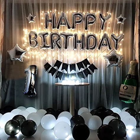 Funfetti Birthday, 21 Birthday Party Decorations, 21 Party, Surprise Birthday Decorations, Birthday 21st, Happy Birthday Balloon Banner, 60th Birthday Decorations, Birthday Lights, Birthday Decorations For Men