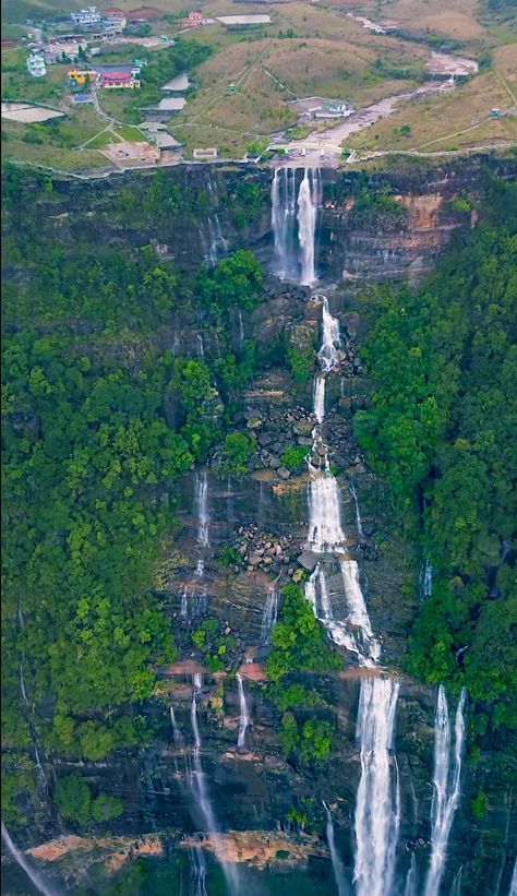 Nohsngithiang Falls, Seven Sisters Waterfalls Shillong Meghalaya India Waterfalls Tallest waterfalls in India Tourist Attractions in India visit Meghalaya visit India Khasi Tribe, Waterfalls In India, Shillong Meghalaya, Shillong, Recipes Snacks, Seven Sisters, The Capital, Capital City, Quick Recipes