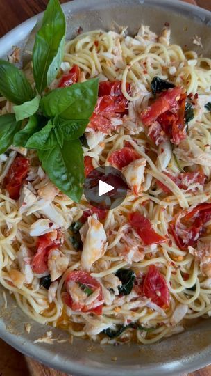 1.2K views · 373 reactions | Crab Tomato Basil Pasta. This has to be one of our favorite seafood pasta dishes. It’s so fresh and light but buttery and decadent at the same time. It’s loaded with fresh crab and lots of fresh tomatoes and basil. Our secret ingredient is butter which adds a silky texture to the sauce. Best part is it’s super simple and quick to prepare. Give this one a try for sure you will love it! 🦀

1/3 c olive oil 
2 garlic cloves sliced 
1 lb tomatoes sliced 
Salt pepper and red pepper flakes 
1 lb lump crabmeat 
1/2 c fresh basil 
1 lb pasta
1/4 c butter 
Heat the olive oil in a skillet and add the garlic. When the garlic sizzles add the tomatoes salt pepper and red pepper flakes. Let it cook until the tomatoes begin to get saucy. Add the crabmeat and let it cook for a Seafood Pasta Dishes, Tomato Basil Pasta, Basil Pasta, Seafood Pasta, Tomato Basil, Crab Meat, Fresh Basil, Fresh Tomatoes, Quick Easy