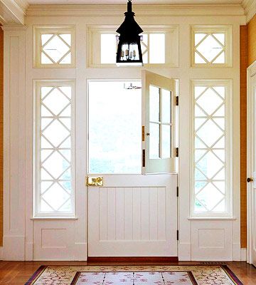 Muntins--the horizontal and/or vertical strips that separate the sections of glass in a window, Dutch door Farmhouse Mudroom, Shingle House, Shingle Style Homes, Dutch Door, Front Entry Doors, Lantern Design, Up House, Interior Barn Doors, Window Design