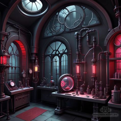 Mulciber : Laboratory, Streltsova Anastasiya on ArtStation at https://www.artstation.com/artwork/Za8R1x Laboratory Design Architecture, Victorian Laboratory, Old Laboratory, Laboratory Design, Post Apo, Frankenstein's Monster, Final Destination, Magic Forest, Minecraft Architecture