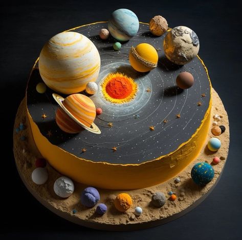 Cakes Cool Design, Astronomy Cake, Planet Cupcakes, Planet Cake, Galaxy Cake, Unique Birthday Cakes, 귀여운 음식 그림, Funny Birthday Cakes, Mini Cakes Birthday