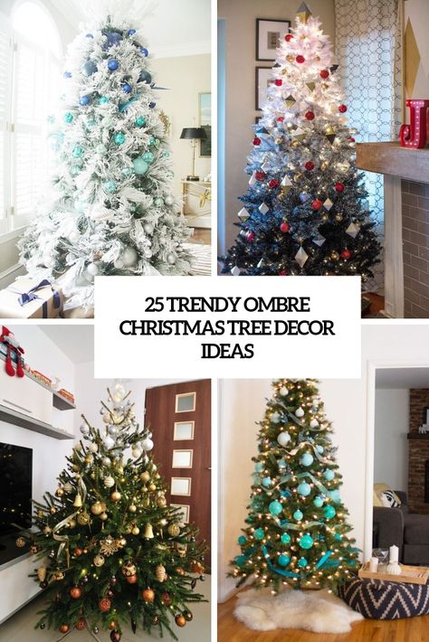 25 Trendy Ombre Christmas Tree Decor Ideas Hombre Christmas Tree, Ombre Christmas Tree Decorations, Ombre Tree Christmas, Gradient Christmas Tree, Ombré Christmas Tree, Ombre Christmas Tree, Christmas Tree Decorated, Christmas Decor Trends, Christmas Tree Decor Ideas