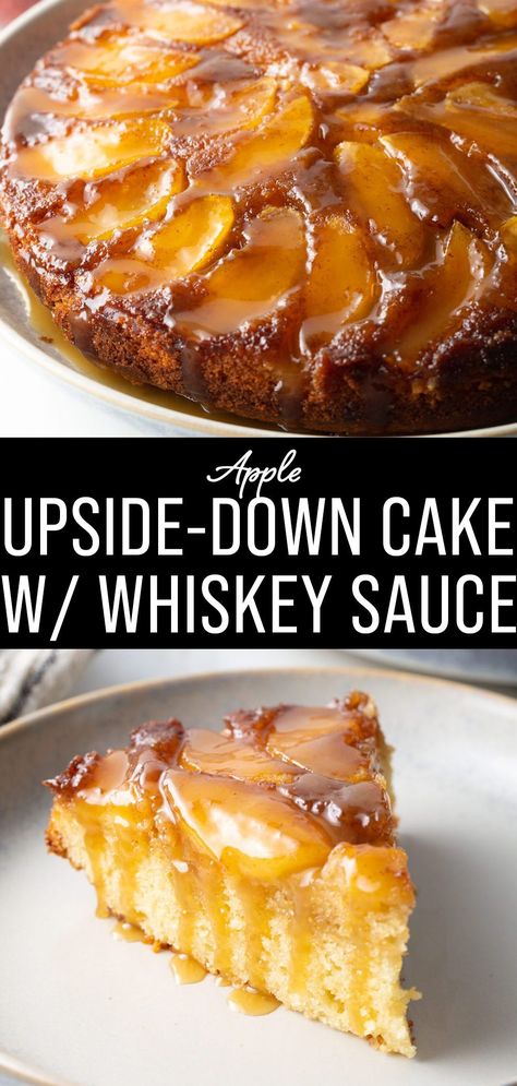 Apple Bourbon Upside Down Cake, Inverted Apple Cake, Apple Whiskey Cake, Apple Upsidedown Cake Recipe, Candy Apple Upside Down Cake, Carmel Apple Upsidedown Cake, Upside Down Apple Cake Easy, Maple Apple Upside Down Cake, Sunday Lunch Dessert Ideas