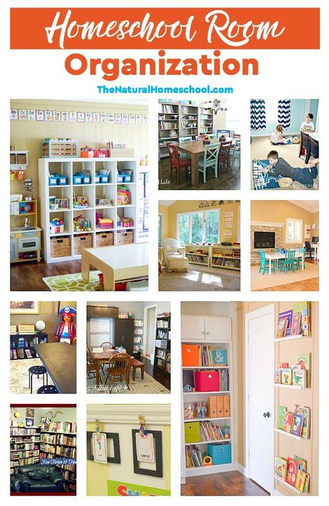 Orginazation Ideas For Homeschool, Diy Home School Room Ideas Toddler, Small House Homeschool Space, Small School Room Homeschool, Homeschool Room/dinning Room, Homeschooling Organization, Professional Organizing Tips, Homeschool Room Decor, Daycare Organization