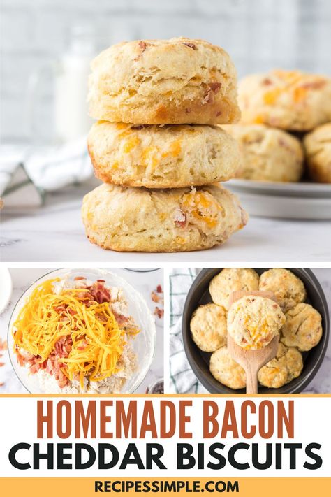 Bacon Cheddar Biscuits are fluffy, buttery and are loaded with cheddar cheese and savory bacon pieces and baked to golden brown perfection. Bacon Cheddar Biscuits, Breakfast Biscuit Recipe, Savory Bacon, Savory Breads, Breakfast Biscuits, Cheddar Biscuits, Biscuit Rolls, Savory Bread, Buttery Biscuits