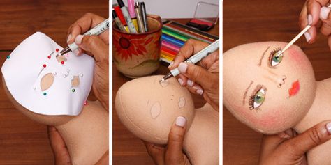 The Super Simple Way to Create a Cute Face for Your Doll! Doll Face Paint, Doll Making Tutorials, Doll Faces, Doll Tutorial, Sewing Dolls, Waldorf Dolls, Doll Eyes, Sewing Toys, Bjd Doll