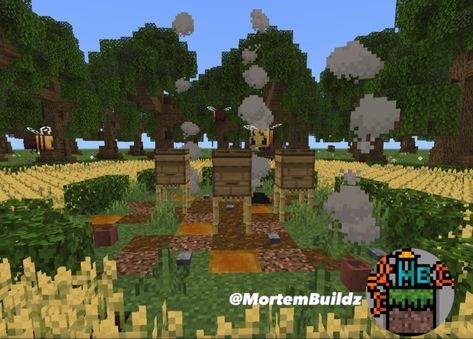 Fun apiary for bees!Cool small build ideas for your builds.(Follow me for more @MortemBuildz) Minecraft Apiary, Bee Apiary, Minecraft Bee, Minecraft, Follow Me, Bee, Building