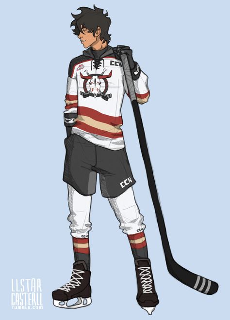 Hockey player! Keith Hockey Drawing, Hockey Outfits, Boys Hockey, Character Inspiration Male, Voltron Fanart, Boy Drawing, Sports Boys, Voltron Klance, Cartoon Sketches