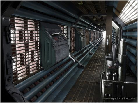 Nostromo Corridor - Alien Alien Nostromo, Scifi Wall, Scifi Corridor, Space Miner, Scifi Interior, Environment References, Spaceship Interior, Alien Ship, Brutalist Buildings