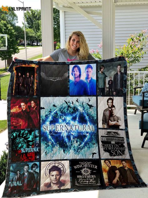 Supernatural Quilt Blanket For Fans Home Decor Gift Check more at https://hearthtops.com/product/supernatural-quilt-blanket-for-fans-home-decor-gift/ Supernatural Blanket, College Dorm Accessories, Philadelphia Eagles Fans, Dorm Accessories, Cold Weather Camping, Personalized Quilt, Cold Nights, Black Bedding, Custom Quilts