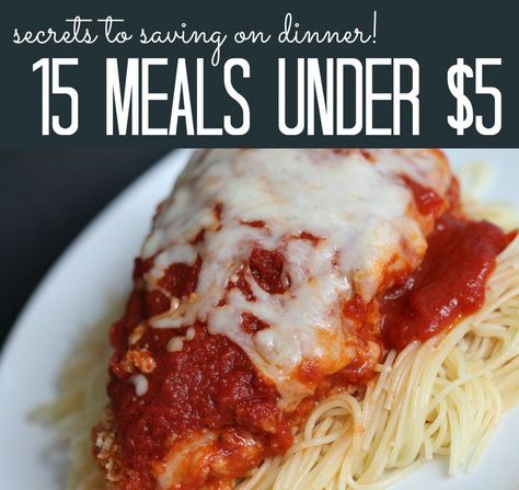 Meals Under $5! 15 Meals you can make on a budget for your family! Economical Meals, Affordable Meals, Meals On A Budget, Budget Cooking, Cheap Easy Meals, Inexpensive Meals, Budget Recipes, Cooking For A Crowd, Cheap Dinners