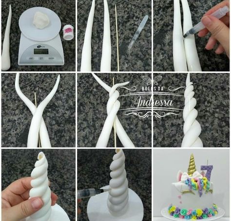 Unicorn Horn Cake Topper, Unicorn Cake Ideas, Gökkuşaği Pasta, Ideas Para Cumpleaños, Fondant Unicorn Cake Toppers, Make A Unicorn, Savory Cakes, Unicorn Birthday Cake, Unicorn Cake Topper