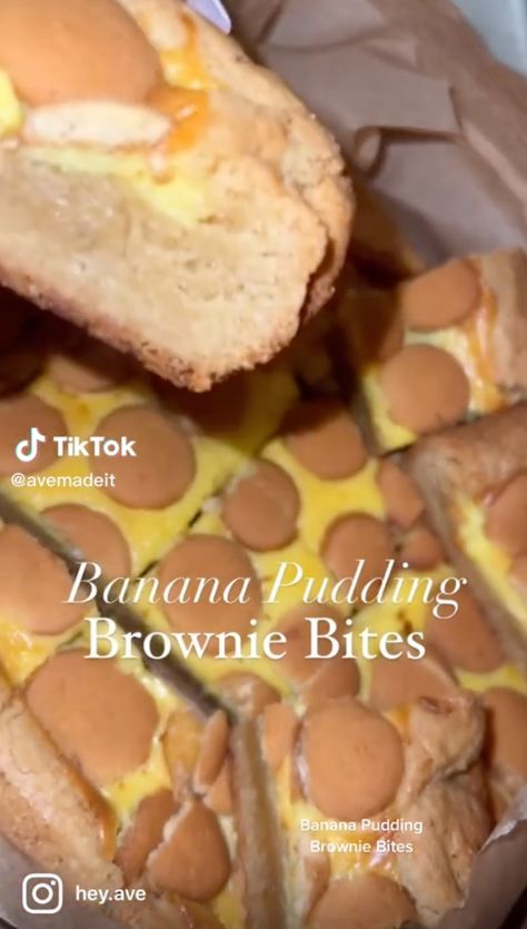 How To Make TikTok’s Banana Pudding Brownie Bites For A Sweet Treat Banana Pudding Brownies, Pudding Brownies, Instant Banana Pudding, Brownie Bites Recipe, Banana Pudding Cheesecake, Cookie Crunch, Blondie Brownies, Wafer Cookies, Brownie Bites