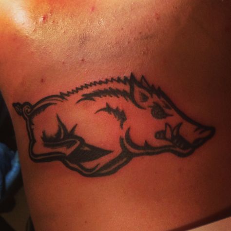 Arkansas Razorback Tattoo Arkansas Tattoo Ideas, Razorback Tattoo, Arkansas Tattoo, State Tattoos, Tattoo Sites, Places For Tattoos, Gamer Tattoos, Upper Back Tattoos, Arkansas Razorback