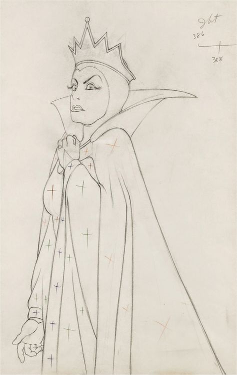 Every pencil or ink line needed to define the character's subtle forms perfectly Evil Queen Drawing, Disney Character Sketches, Hairstyles For Characters, Art Definition, Queen Drawing, Drawing Hairstyles, The Evil Queen, Disney Sketches, Disney Concept Art