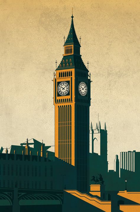 Colour Palette Illustration, Palette Illustration, Big Ben Art, London Illustration, London Poster, Modern Photographers, City Of London, Stationary Design, Graphic Design Fonts