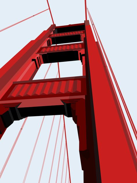 San Francisco Graphic Design, San Francisco Illustration, San Francisco Architecture, Bridge Drawing, Red Illustration, San Francisco Design, Free Wallpaper Backgrounds, San Francisco Art, Deco Poster