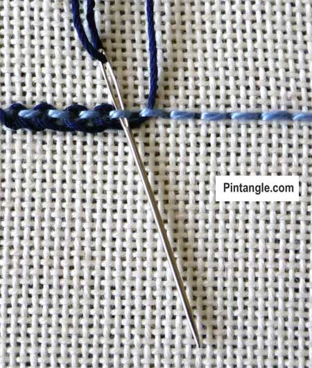 Pekinese Stitch - Pintangle - Stitch Dictionary Pekinese Stitch, Basic Hand Embroidery Stitches, Embroidery Lessons, Embroidery Stitch, Stitch Tutorial, Basic Embroidery Stitches, Needlepoint Stitches, Embroidery Letters, Embroidery Stitches Tutorial